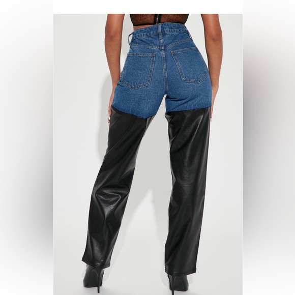Fashion nova size 15 (NOT JUNIORS) faux leather jeans - Picture 2 of 3